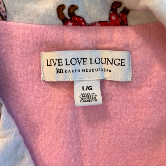 LIVE LOVE LOUNGE KAREN NEUBÜRGER WHITE WITH DOGGIES SLEEPWEAR WOMEN’S PJS LARGE - Picture 9 of 10